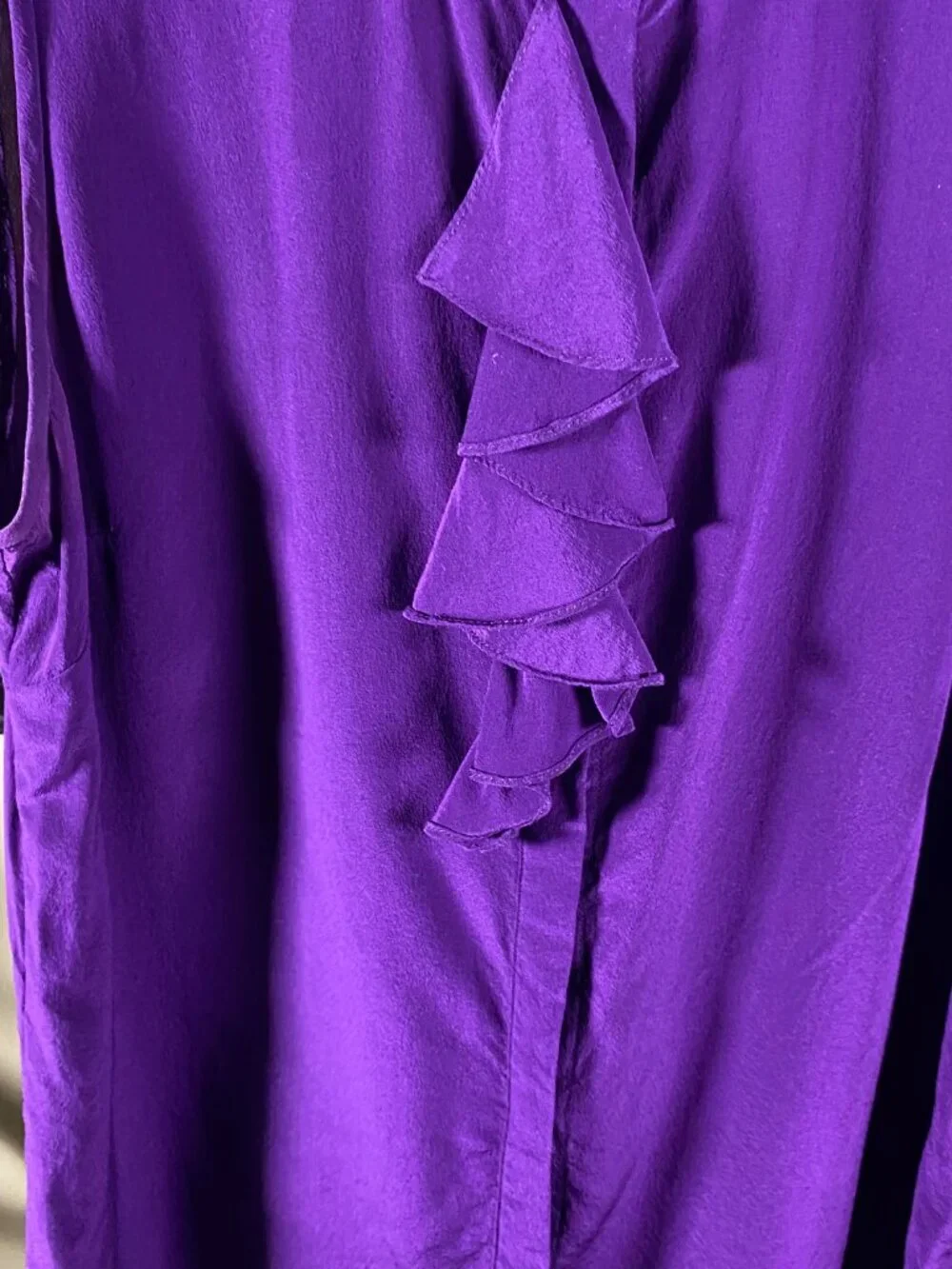 J.Crew Pure Silk Top Purple Ruffle Sleeveless Blouse Royal Gem Bold CorpGoth